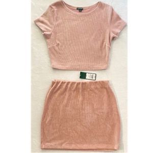 Pink Corduroy S Crop Top and NWT M Mini Skirt Set by Wild Fable